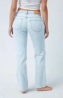 PacSun Eco Light Blue Ripped Knee Low Rise Straight Leg Jeans