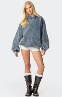 Edikted Marney Oversized Studded Denim Hoodie