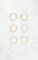 LA Hearts 3 Pack Dainty Rhinestone Hoop Earrings