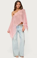 Edikted Sequin Fringe Knit Poncho