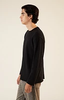 PacSun Solid Raw Hem Waffle Knit Long Sleeve T-Shirt