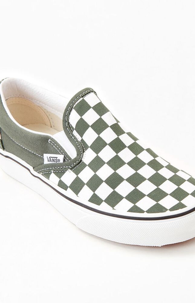 Green Checkered Classic Slip-On Sneakers