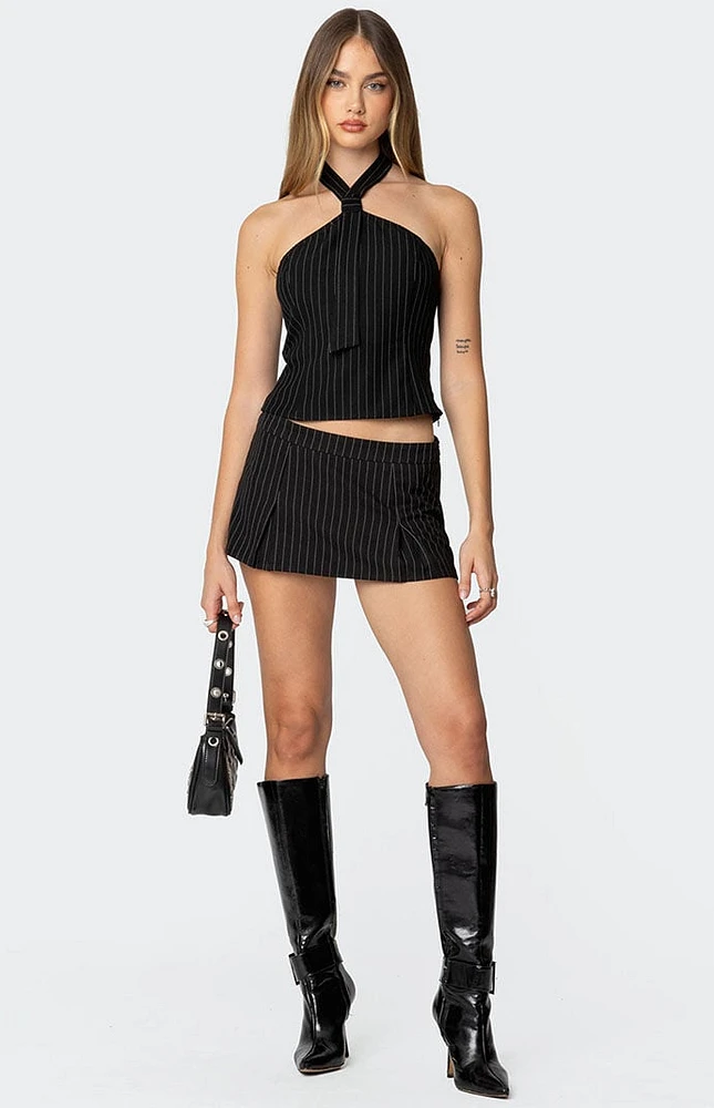 Edikted Karine Pinstripe Pleated Mini Skort