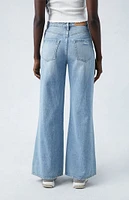 Light Indigo Ripped Wide Leg Jeans