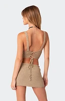 Edikted Baeside Crochet Lace Up Top