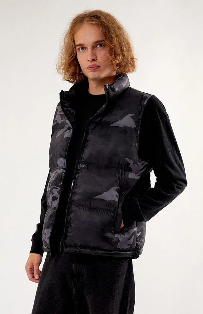 Black Camo Puffer Vest