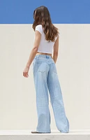 PacSun Light Indigo Ripped Low Rise Baggy Jeans