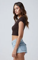 Pacsun Light Indigo Flap Pocket Micro Denim Shorts