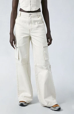Pacsun Bone High Waisted Wide Leg Cargo Pants