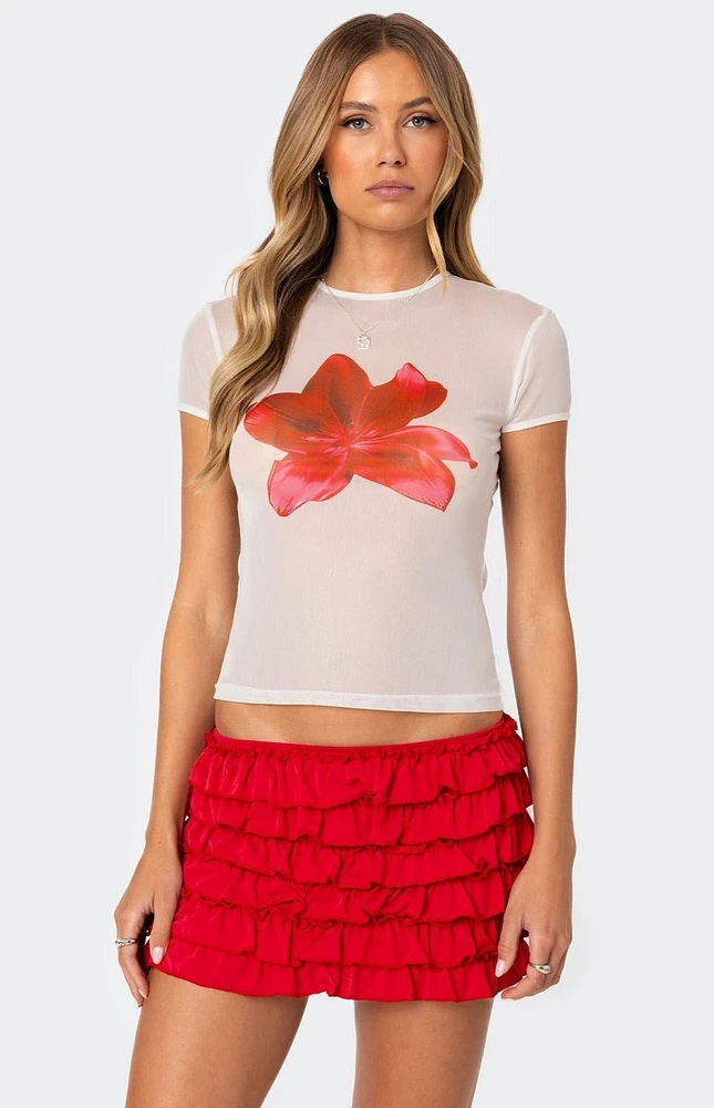 Edikted Aloha Sheer Mesh T Shirt