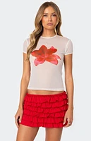 Edikted Aloha Sheer Mesh T Shirt