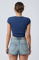 PacSun Light Indigo High Waisted Denim Festival Shorts