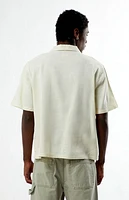 Pacsun Cream Floral Embroidered Oversized Camp Shirt