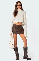 Euphoria Washed Faux Leather Mini Skirt
