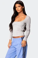 Edikted Mora Lace Trim Ribbed T-Shirt