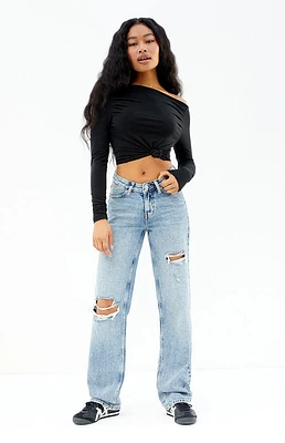 PacSun Medium Indigo Ripped V Dip '90s Boyfriend Jeans