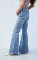 Eco Stretch Medium Indigo High Waisted Flare Jeans
