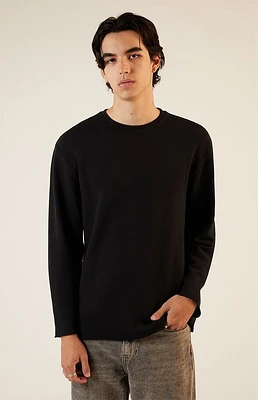 PacSun Solid Raw Hem Waffle Knit Long Sleeve T-Shirt