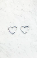 LA Hearts Silver 14K Gold Plated Heart Huggie Earrings