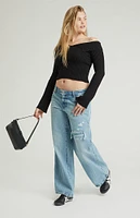 PacSun Casey Indigo Ripped Low Rise Baggy Jeans