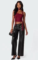 Edikted Faux Leather Straight Leg Pants