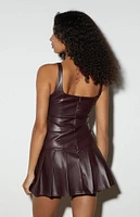 LA Hearts Faux Leather Pleated Mini Dress