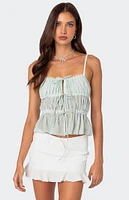 Edikted Addy Tie Front Sheer Chiffon Top