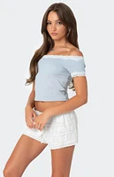 Edikted Lace Trim Off The Shoulder Top