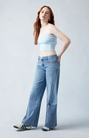 PacSun Medium Indigo Paneled Casey Low Rise Baggy Jeans