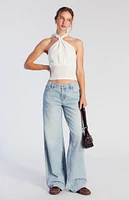 PacSun Casey Button Pocket Low Rise Baggy Jeans Light Indigo