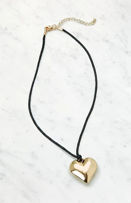 Heart Charm Cord Necklace