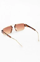 PacSun Tortoiseshell Gold Metal Retro Sunglasses