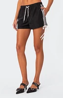 Edikted Remy Bow Ribbon Track Shorts