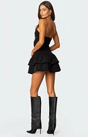 Edikted Double Ruffle Drop Waist Mini Dress