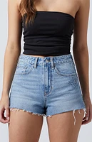 PacSun Light Indigo Star High Waisted Denim Festival Shorts