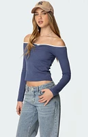 Edikted Tal Ruched Off Shoulder Top