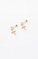 Pacsun Gold Cross Diamond Stud Earrings