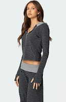 Edikted Meggy Striped Zip Up Hoodie