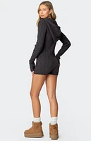 Edikted Hooded Cable Knit Romper