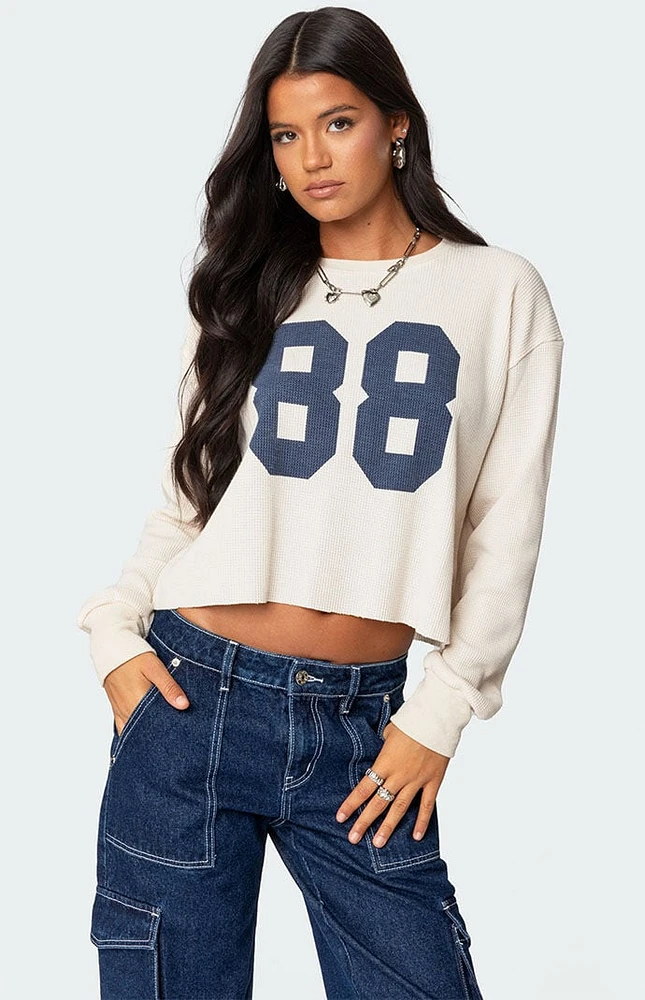 Edikted 88 Waffle Long Sleeve T-Shirt