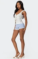 Edikted Fiore Eyelet Tie Front Top