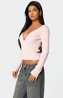 Edikted Paden Ribbed Knit Wrap Top