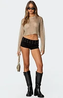 Edikted Aviva Cropped Metallic Knit Top