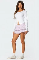 Edikted Lexie Ruffle Striped Mini Skirt