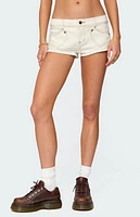 Edikted Hearts Low Rise Micro Denim Shorts