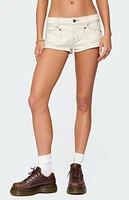 Edikted Hearts Low Rise Micro Denim Shorts