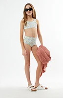 PacSun Kids Rose Plaid Tank & High Waisted Bikini Set