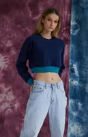 Upcycled Navy Super Cropped Sweatshirt