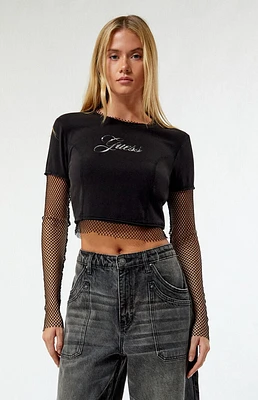 GUESS Originals Vintage Layered Fishnet Top