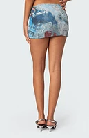 Edikted Love Letter Printed Mesh Mini Skirt